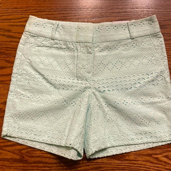 NWT ANNE TAYLOR LOFT The Riviera Shorts eyelet lace mint green size 4 - Picture 1 of 11